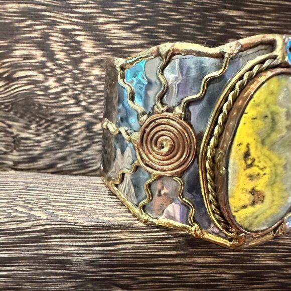 BumbleBee Jasper Adjustable Cuff Bracelet with Mixed Metals - Gift Box Included - Picture 5 of 12